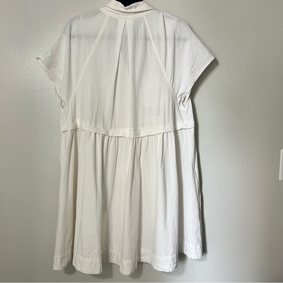 Free People White Ronnie Cotton Poplin Mini Shirtdress Button Down Sz XL - Picture 6 of 6